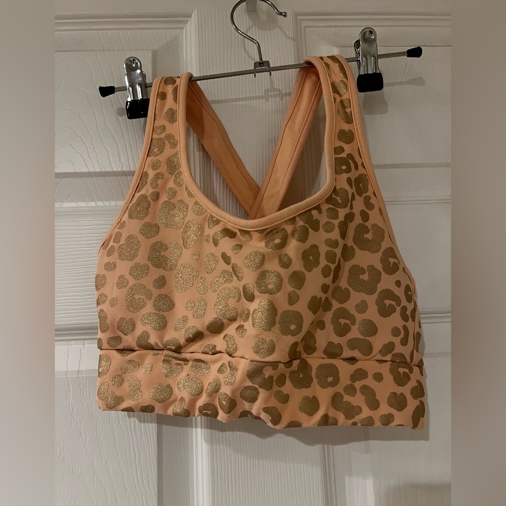 Electric yoga gold leopard sports bra size xs